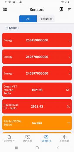 Line display of values sorted by sensor status in the middle Android