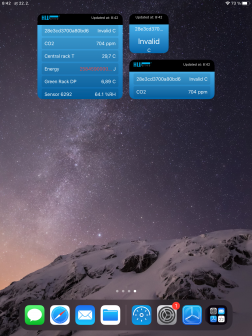 App widgets with a quick view of Favourites sensor values in the iPad environment