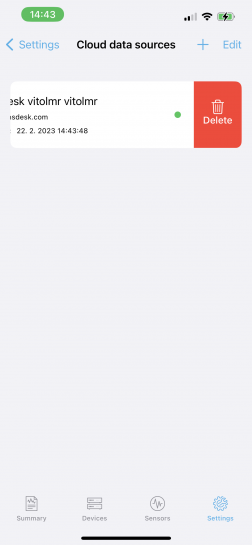 Deleting directly monitored data sources (devices) in the iPhone environment