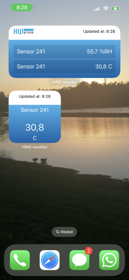 App widgets with a quick view of Favourites sensor values in the iPhone environment