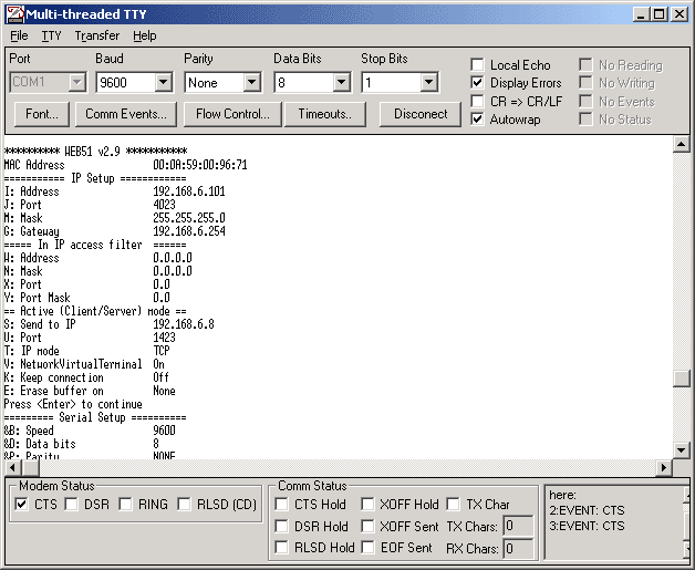 mtty and error 995