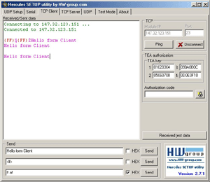 Hercules serial monitor screen