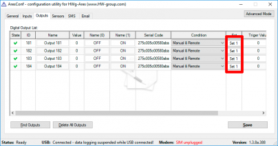 Manual control by pressing Set1 or Set0