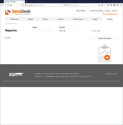 Enter the report name (this will be the e-mail subject), periodicity, recipient’s e-mail address (it is possible to enter multiple addresses separated by commas or semicolons), and select the sensors or inputs to include in the report