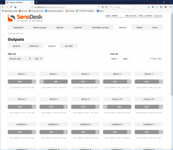 SensDesk portal - Overview with all outputs