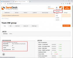 SensDesk.com portal device setup